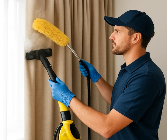 Trusted blind cleaning technician Matty Curtain Cleaning pacific-pines QLD